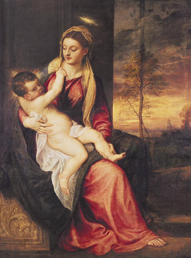 Madonna Painting - Virgin with Child at Sunset by Titian