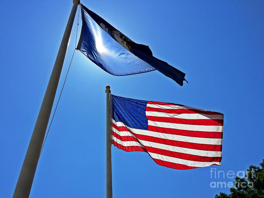 Virginia and United States flags Photograph by Ben Schumin | Fine Art ...