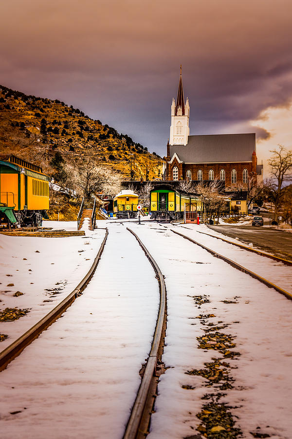 Virginia City Train Yards and St Marys Photograph by Janis Knight