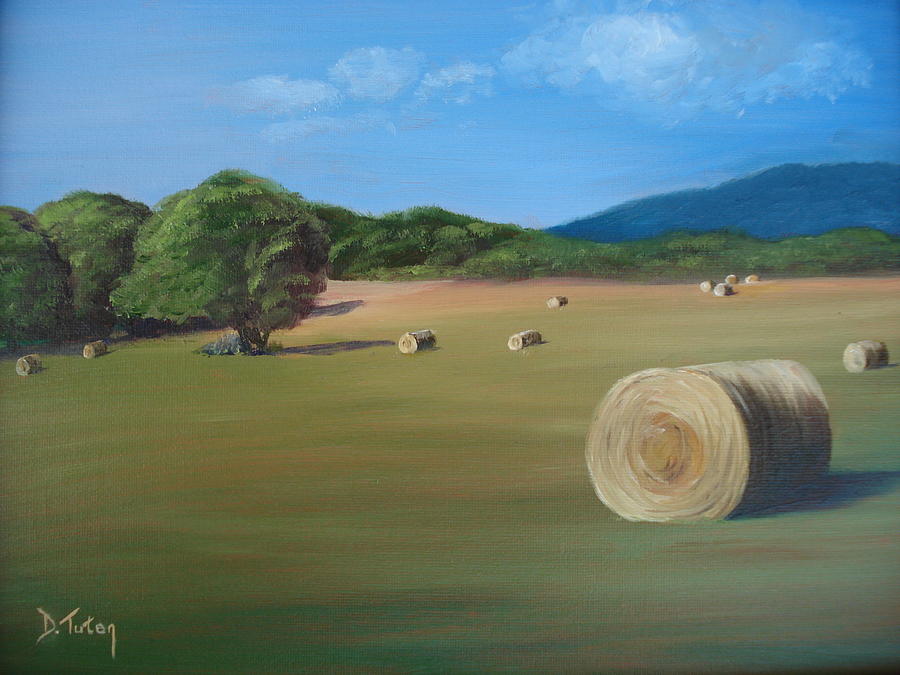 Virginia Hay Bales Painting by Donna Tuten