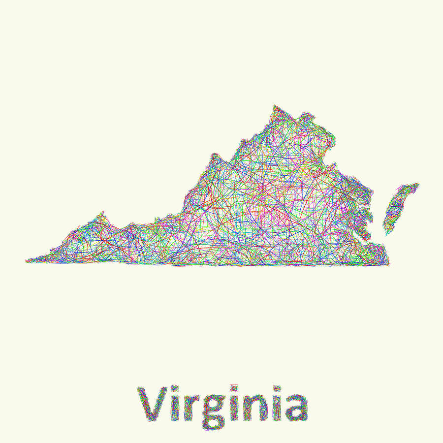 Virginia line art map Digital Art by David Zydd Fine Art America