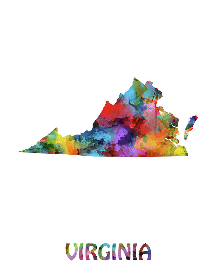 Virginia Map Digital Art - Virginia Map Watercolor by Bekim M