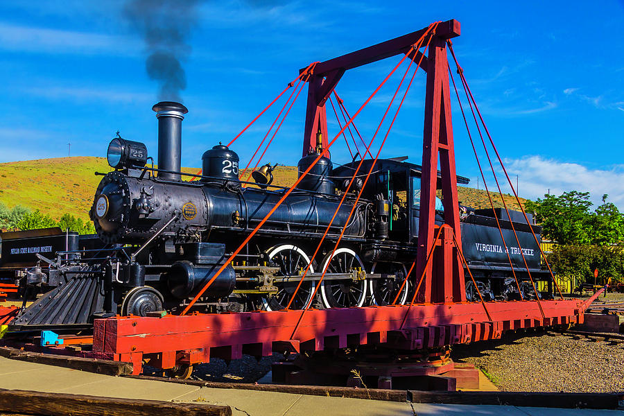 Virginia Truckee 25 Train On Turntable Photograph by Garry Gay
