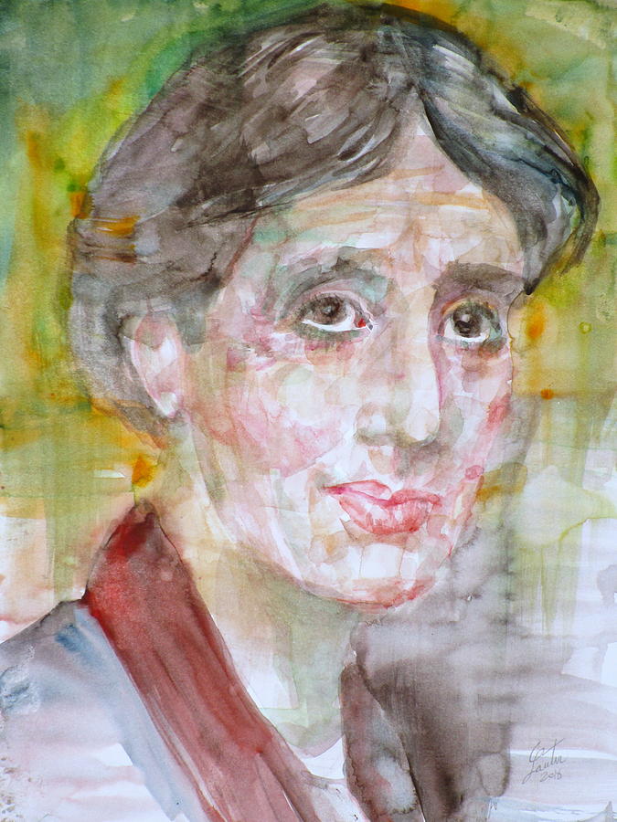 VIRGINIA WOOLF - watercolor portrait.7 Painting by Fabrizio Cassetta