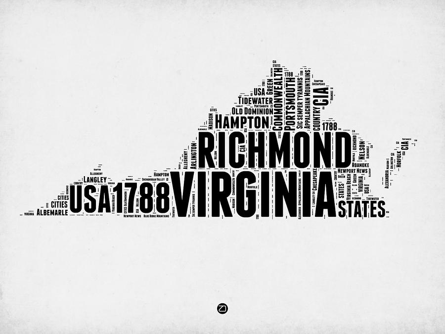 Independence Day Digital Art - Virginia Word Cloud Map 2 by Naxart Studio