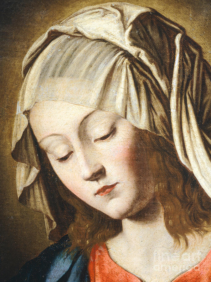 Virgin's Face, Detail From Virgin In Prayer Painting By Giovanni 