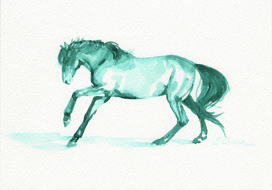Viridian Mustang Painting by Emily Olson