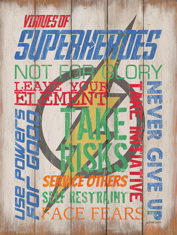 Virtues of A Superhero Mixed Media by Debbie DeWitt