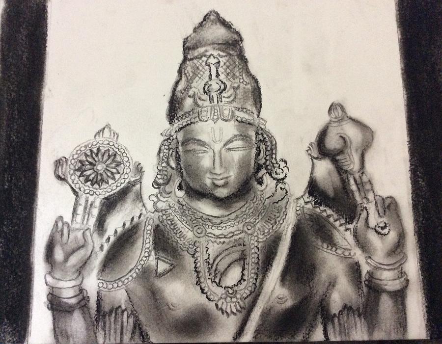 Vishnu Painting by Jayasree Anand
