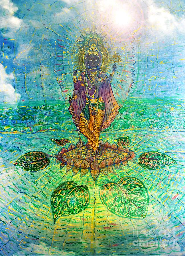 Flute Painting - Vishnu Krishna  by Michael African Visions