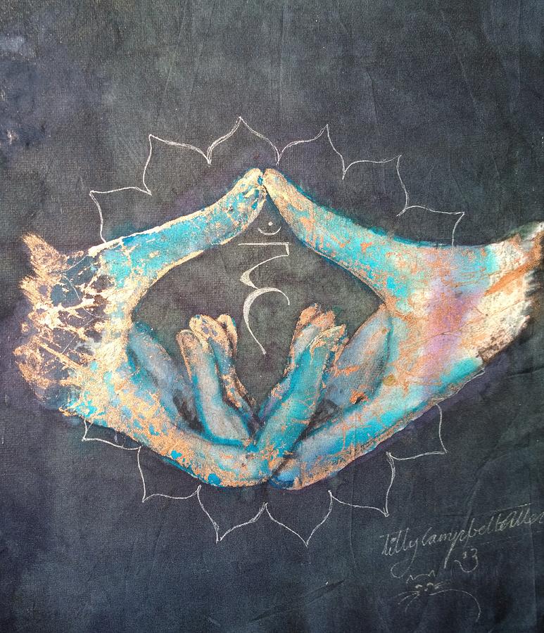 Vishuddha Throat Blue Hand Chakra Mudra Painting By Silk Alchemy