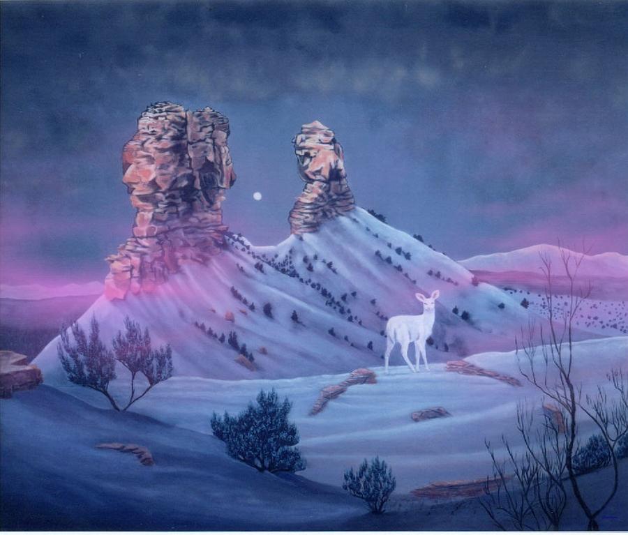 Vision of the Legend of White Deer Woman-Chimney Rock Colorado Painting by Anastasia Savage Ealy