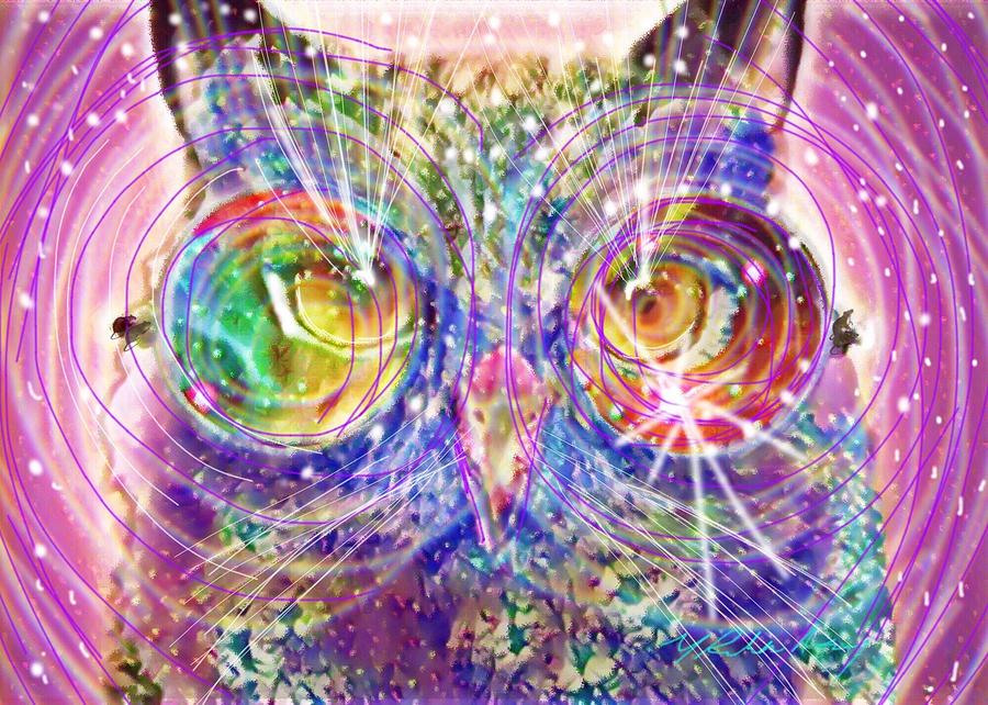 Vision Owl Cat Mixed Media by Mica Rikr