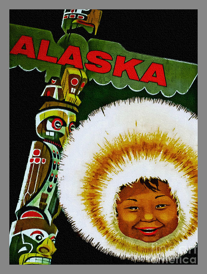 Visit Alaska - Vintage Poster Digital Art by Ian Gledhill