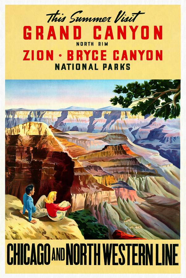 Visit Grand Canyon - Restored Mixed Media by Vintage Advertising Posters