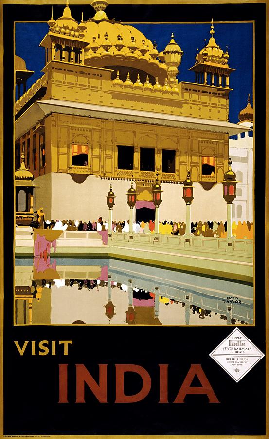 Visit India, travel poster, 1935 Painting by Vincent Monozlay