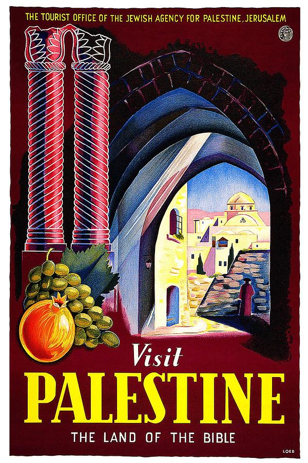 Visit Palestine, Jerusalem - The Land Of The Bible - Retro Travel Poster - Vintage Poster Mixed Media