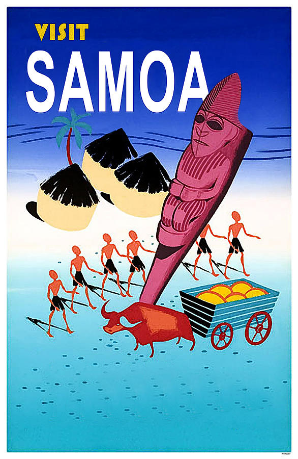 Visit Samoa, vintage travel poster Painting by Long Shot