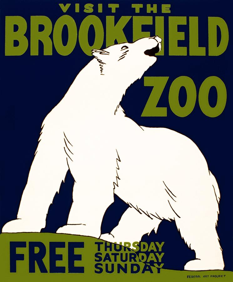 Visit the Brookfield ZOO, WPA poster, 1936 Painting by Vincent Monozlay