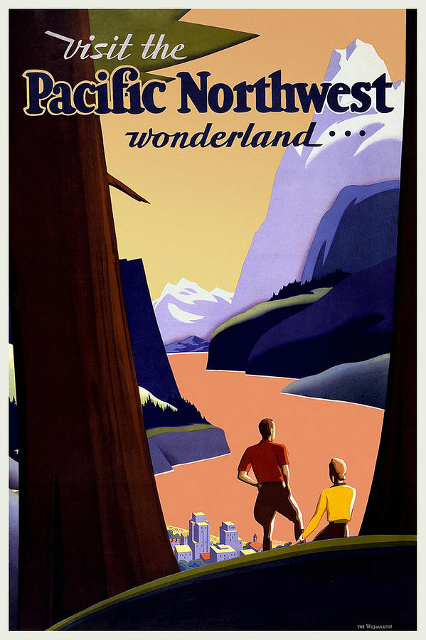 Mountain Painting - Visit the Pacific Northwest wonderland, travel poster by Long Shot
