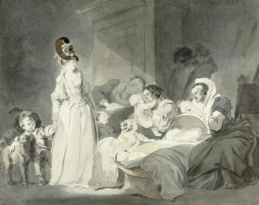 Visit to the Nurse Painting by Jean-Honore Fragonard