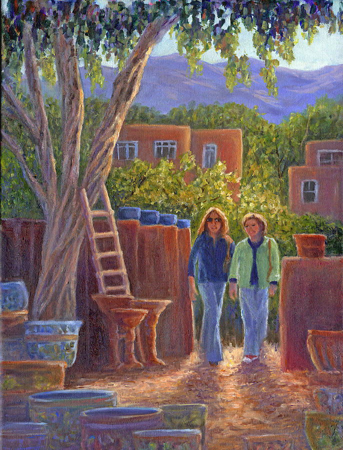 Visit to the Pottery Shop Painting by June Hunt