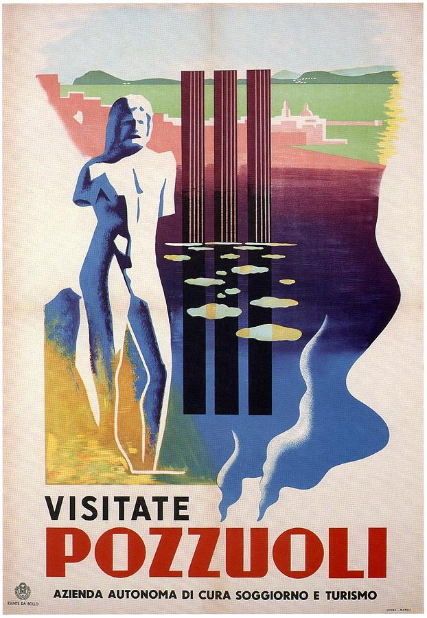Visitate Pozzuoli, Metropolitan City of Naples, Italy - Retro travel Poster - Vintage Poster Mixed Media by Studio Grafiikka