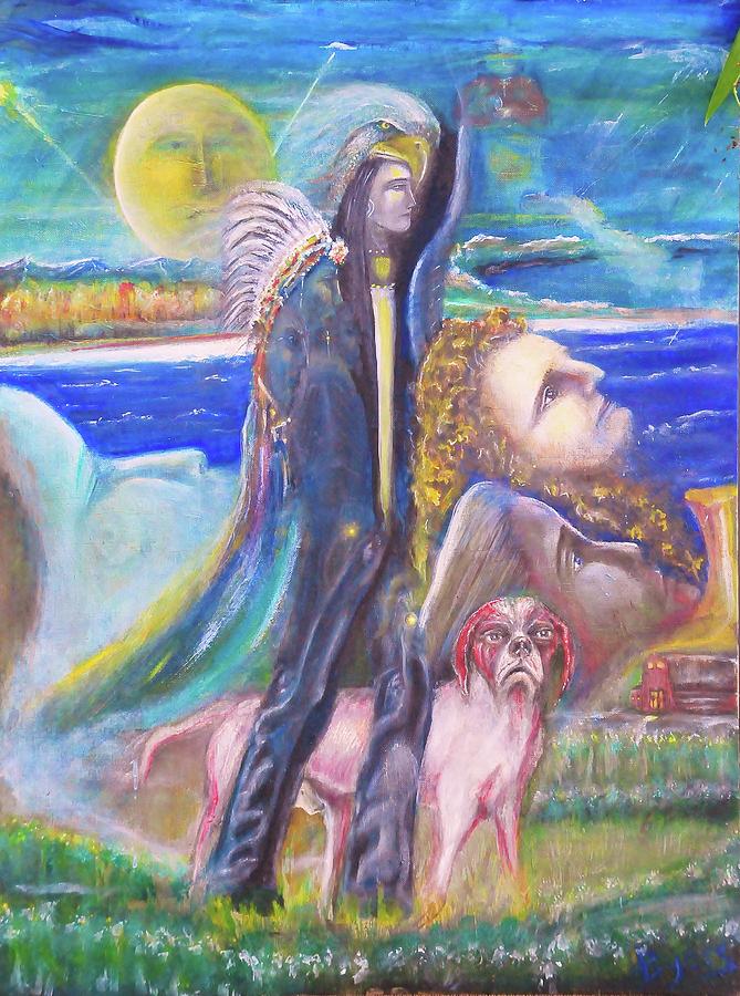 Visiting Star Beings Painting by Kicking Bear  Productions