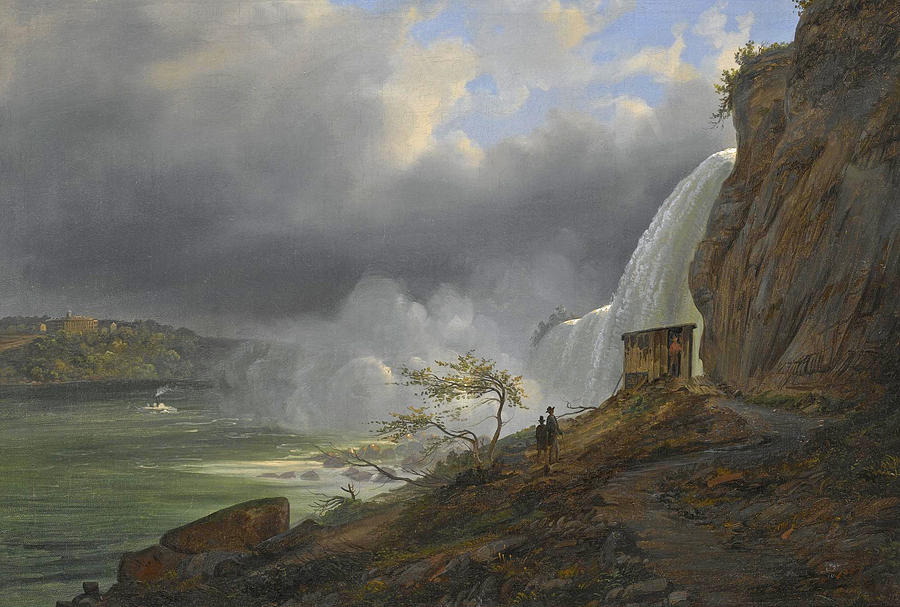 Visiting the Niagara Falls Painting by Ferdinand Richardt