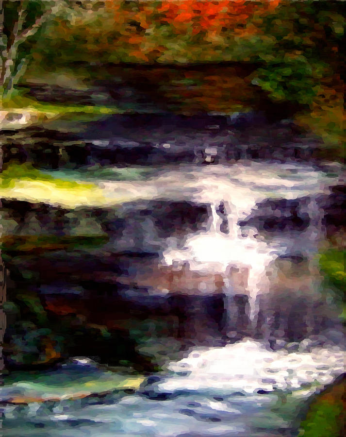 Waterfall Painting - Visiting Twin Creek Again by Julie Lamons