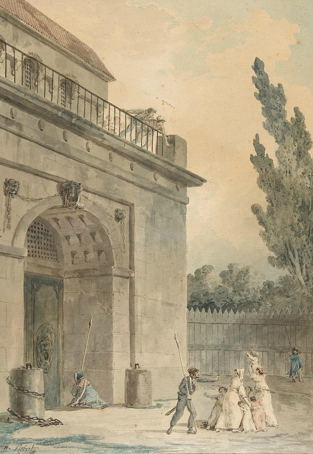 Visitors leaving a prison Drawing by Hubert Robert