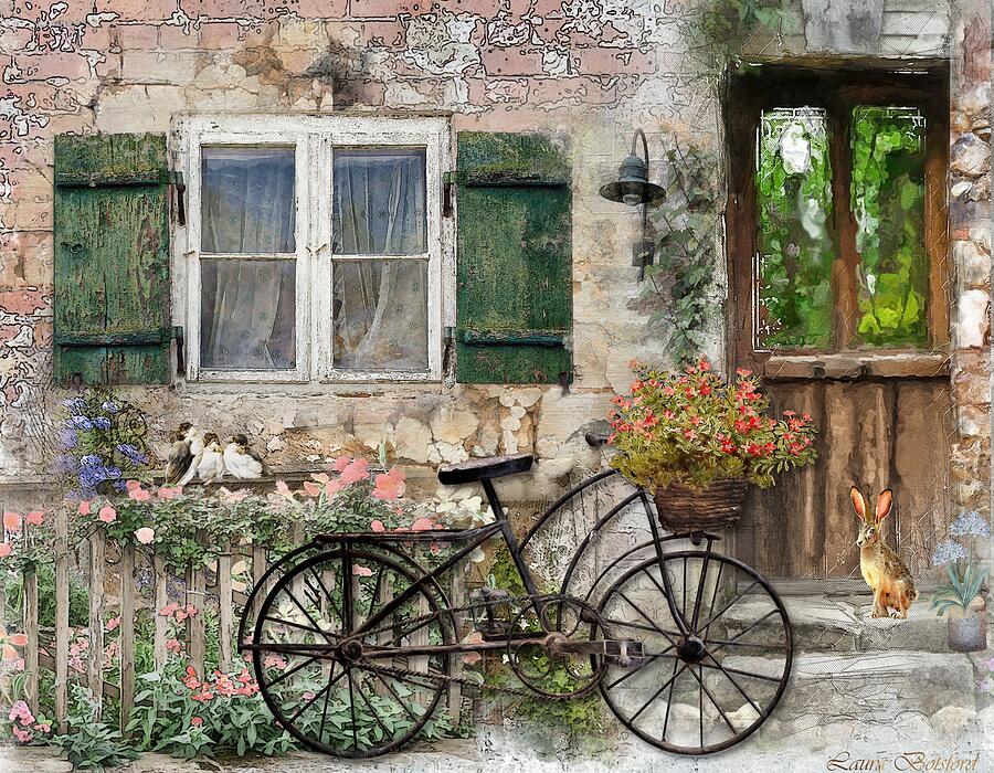 Stone Cottages Painting - Visitors to Tobys Home by Laura Botsford Stone Cottages Painting - Visitors to Tobys Home by Laura Botsford