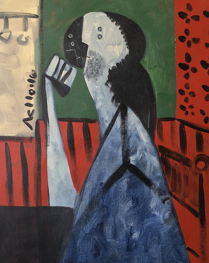 VITAE Thinking Man at The Tea House  Painting by Mark M Mellon