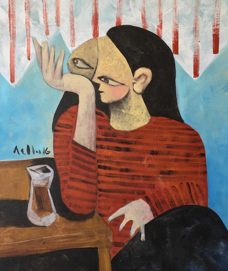 VITAE Woman Drinking Tea Painting by Mark M Mellon