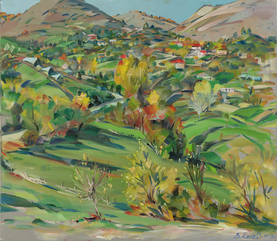 Vithkuq Landscape, Korca, Albania Painting by Buron Kaceli