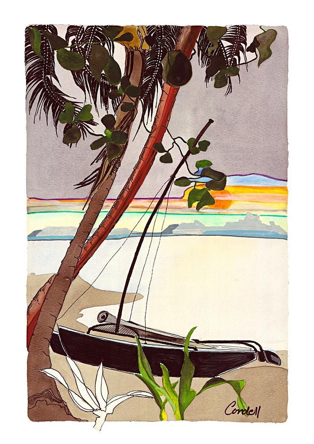 Viti Levu Sunset - Fiji Painting by Joan Cordell