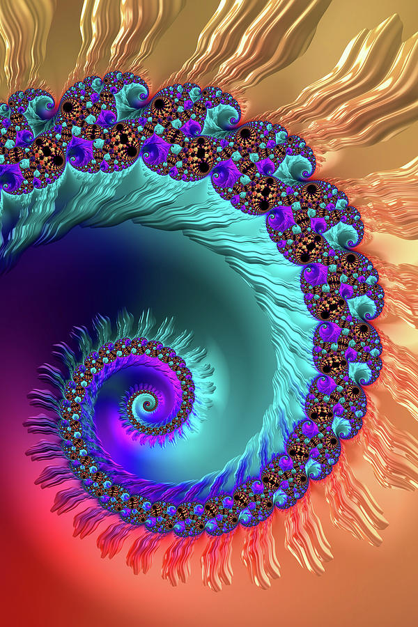 Vivid and colorful Fractal Spiral Digital Art by Matthias Hauser