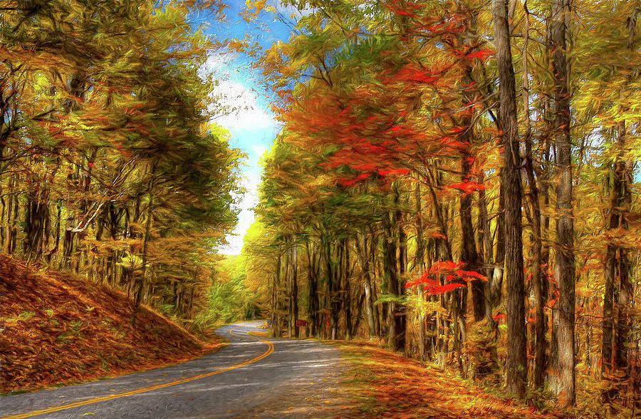 Vivid Autumn in the Blue Ridge Mountains AP Painting by Dan Carmichael