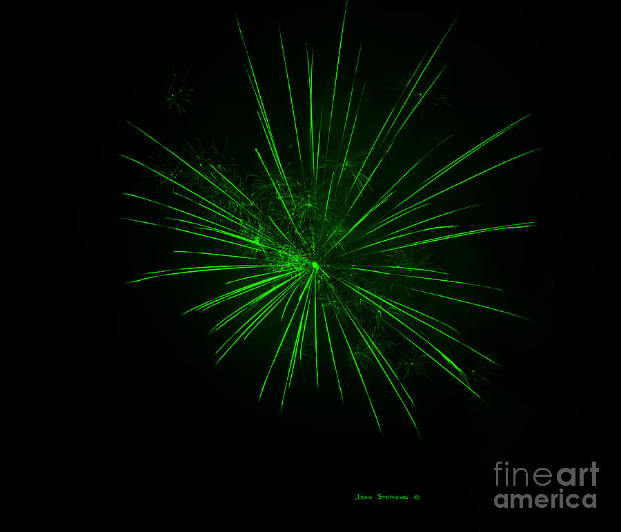 Vivid Green Fireworks Explosion Photograph by Lone Palm Studio