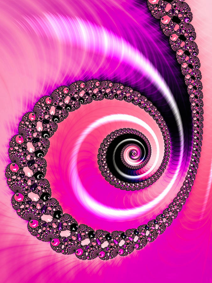 Vivid Pink Fractal Spiral Digital Art