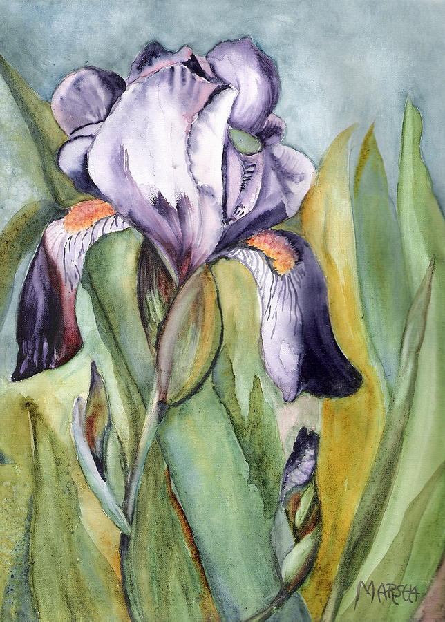 Vivid Purple Iris Painting by Marsha Woods