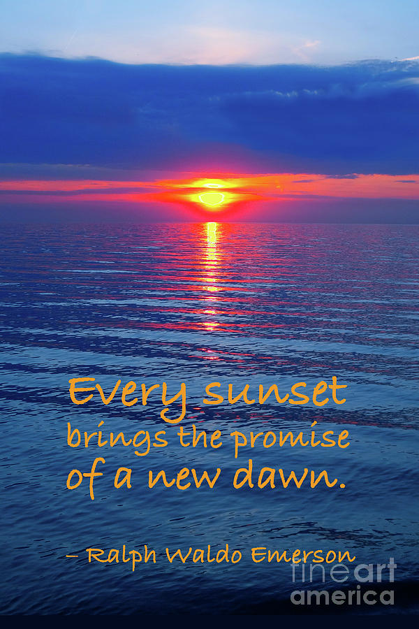 Vivid Sunset With Emerson Quote Digital Art