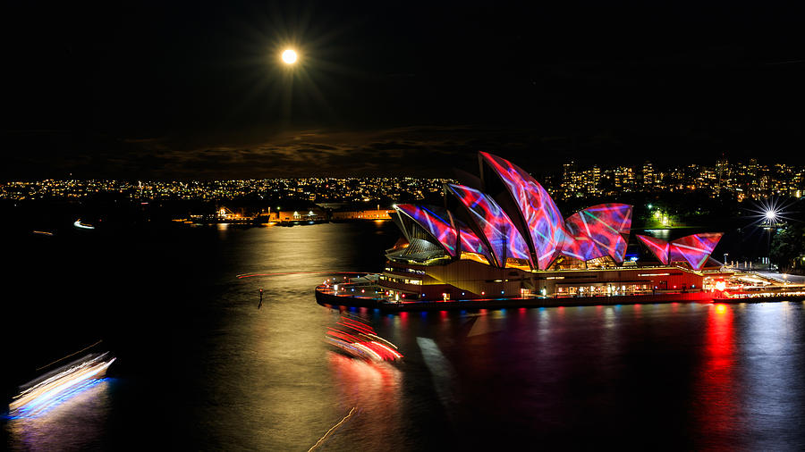 Vivid Sydney Under Full Moon Photograph by Sandy Eveleigh Fine Art
