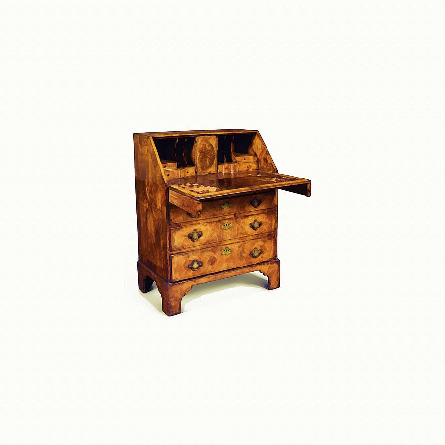 VIVIENS WRITING BUREAU  18th century Made circa 1750. in watercolor Painting by Celestial Images