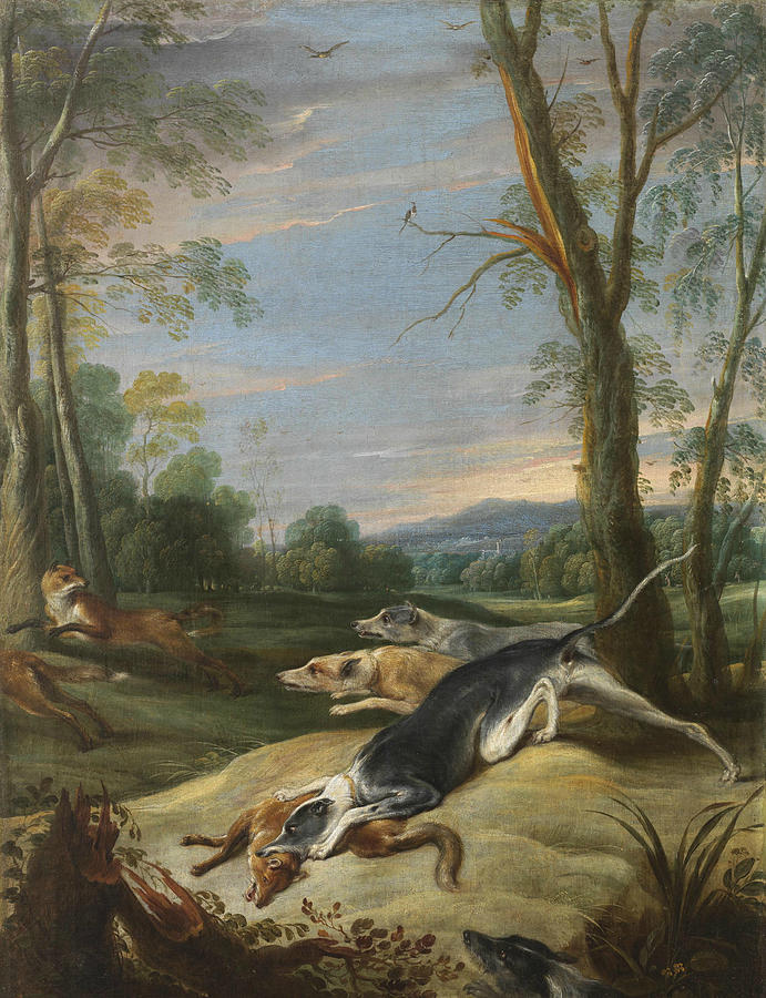 Vixens Chased by Dogs Painting by Frans Snyders