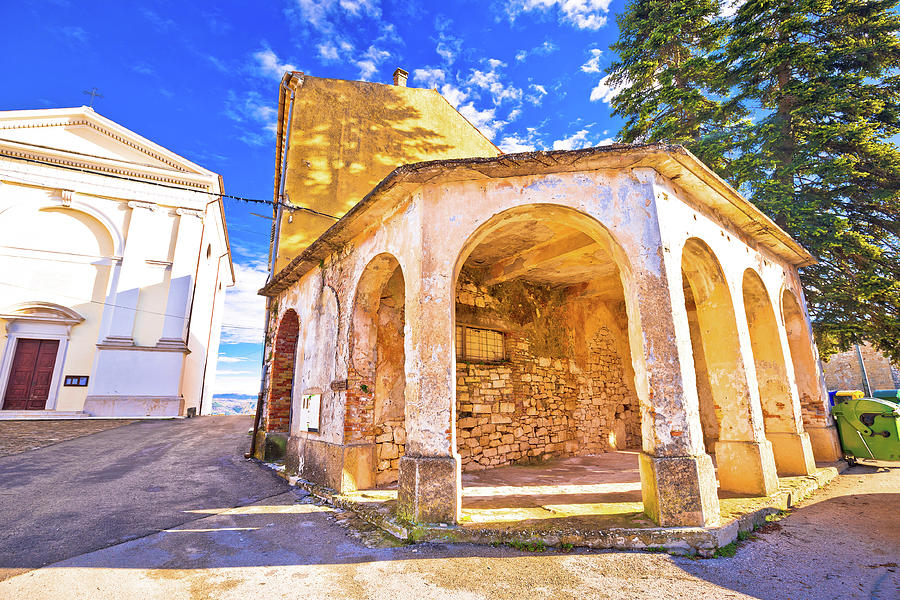 Vizinada old stone square and church view Photograph by Brch Photography