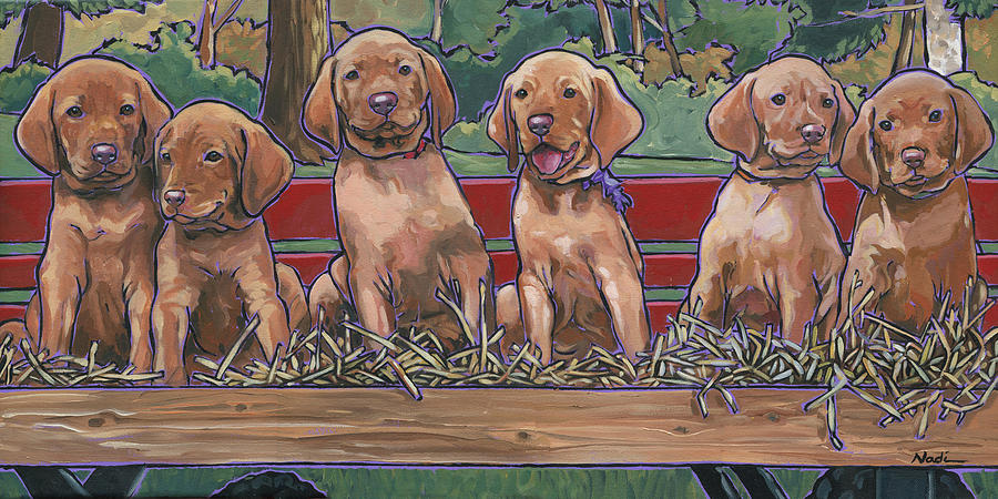 Vizsla Pups Painting by Nadi Spencer