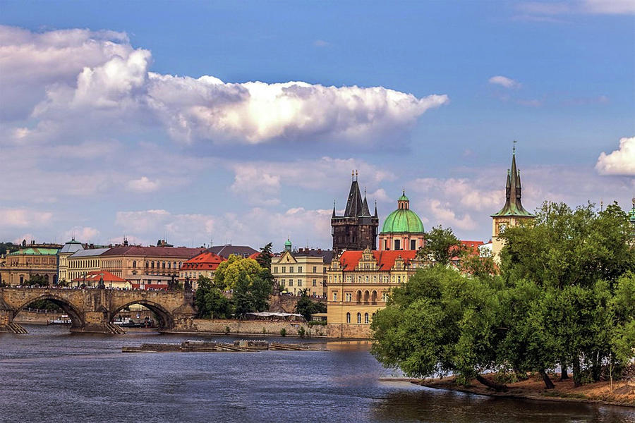 Vltava River, Smetana museum and Novotneho lavka in background Photograph by Doc Braham