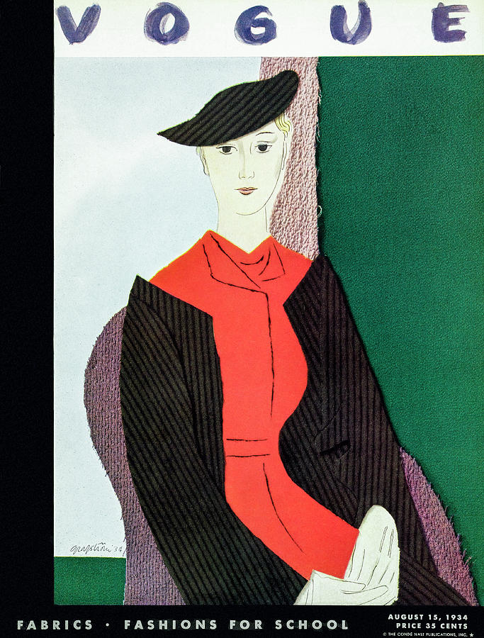 Vogue Cover Illustration Of A Blond Woman In Red Photograph by R S Grafstrom
