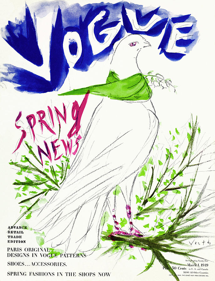 Vogue Cover Illustration Of A Dove Wearing Photograph by Marcel Vertes